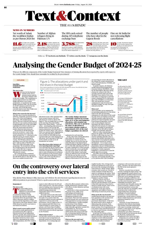 Lateral entry - DELHI Friday, August 30, 2024 14 THE HINDU NEWS IN ...