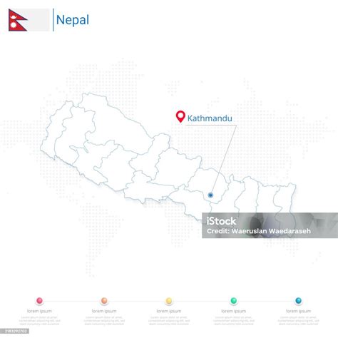 Nepal Map Detailed Infographic And Pin Of Country Capital Kathmandu On White Background Stock ...