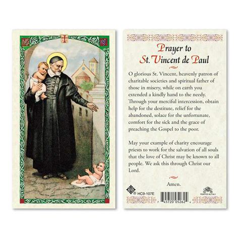 Buy Prayer to St. Vincent de Paul Laminated Prayer Cards - Pack of 25 ...