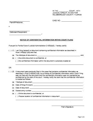 Fillable Online fljud13 notice of confidential information Fax Email ...