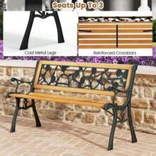 Tangkula Outdoor Garden Bench Park Bench, Patio Iron Bench Chair With ...