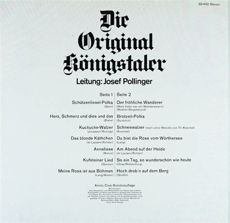 Die Original Königstaler. Polka, Walzer, Blasmusik – Bertelsmann Vinyl ...