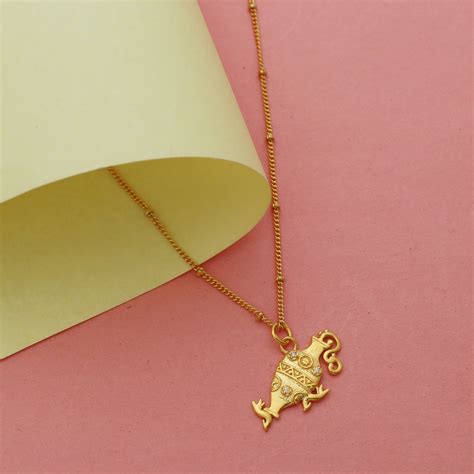 Aquarius Zodiac Sign chain necklace with Water Bearer Symbol charm and ...