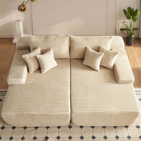 Ovios 81" Sectional Couch Modern Convertible Sectional Sofa,Upholstered ...