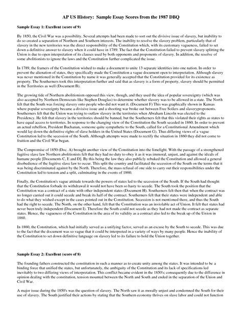 Apush Dbq Example Essay 9 - AP US History long essay example 1