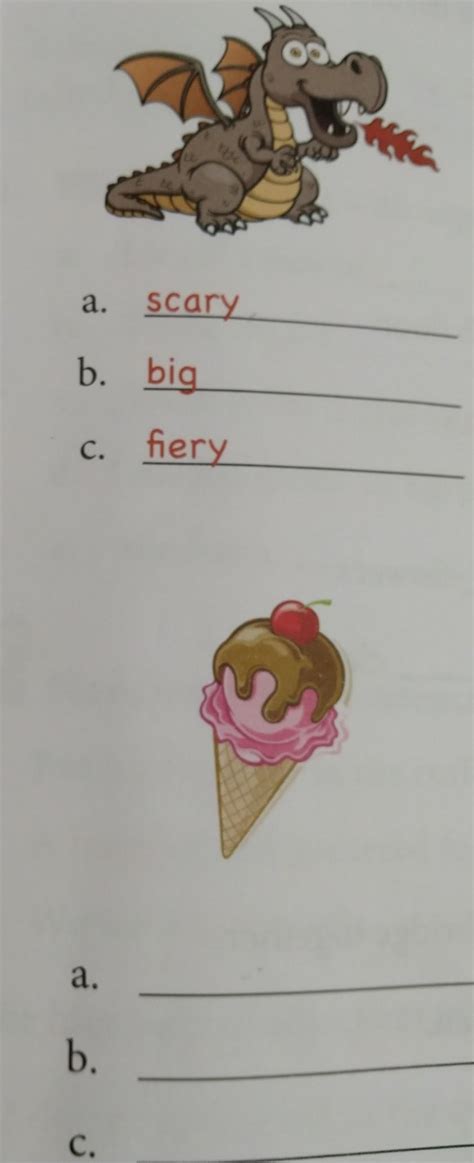 (view full photo)write three adjectives to describe these pictures ...