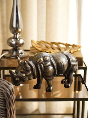 Buy Pure Home + Living Antique Rhinoceros Figurine Brown Online