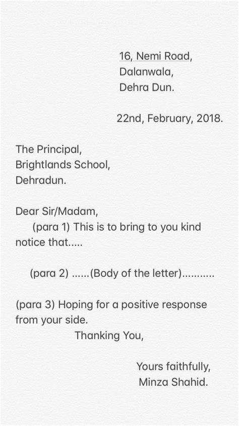 Perfect formal and informal letter grade 9 icse format with all commas ...