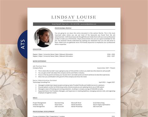 Buy ATS Friendly Resume Template With Photo, Professional Resume ...