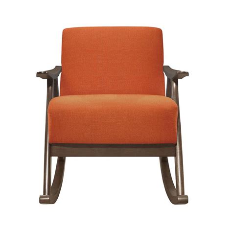 Nismaaya Alec Fabric Rocking Chair In Dark Walnut & Orange – Nismaaya Decor