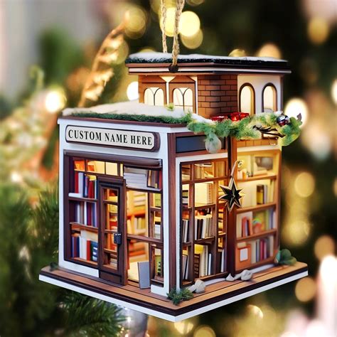 Customized Book Store Ornament, Bookshelves Personalized Ornaments ...