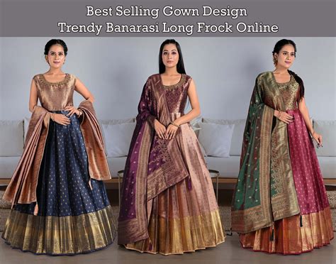 Best Selling Gown Design: Trendy Banarasi Long Frock Online – Gajiwala