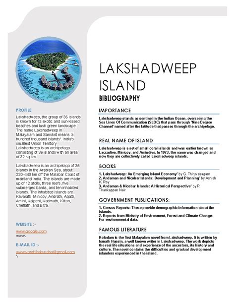 Lakshadweep Island - sfgw - LAKSHADWEEP ISLAND BIBLIOGRAPHY PROFILE ...