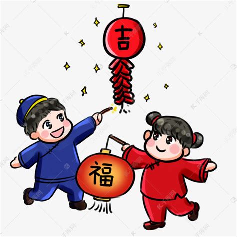 2019年新年快乐系列卡通手绘Q版庆祝鞭炮素材图片免费下载-千库网