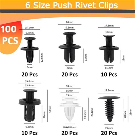 metreno 100 Pcs Plastic Car Clips Set Push Retainers Universal Car ...