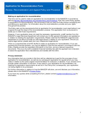 Fillable Online Application for Reconsideration Form Review, ... Fax ...