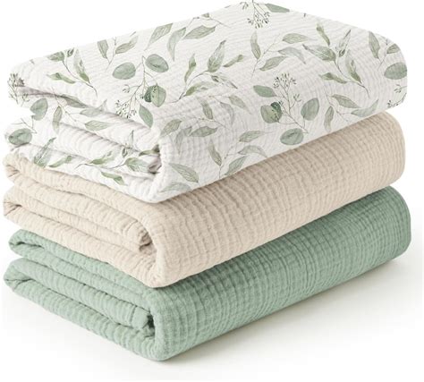 Amazon.com: Konssy 3 Pack Muslin Swaddle Blankets for Unisex, Newborn ...