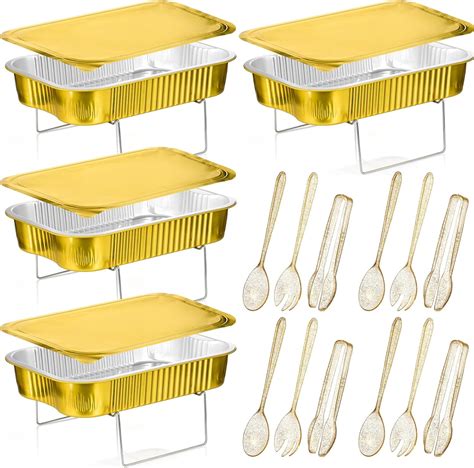Amazon.com: Maxcheck 4 Sets Disposable Chafing Dishes Buffet Set Chafer ...