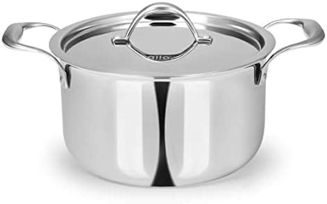Chef Direct Stainless Steel Stock Pot with lid 5.2 Liters - Silver 22cm ...