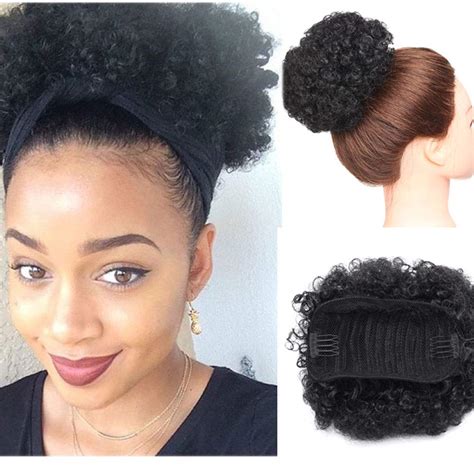 Afro Kinky Curly Updo Scrunchy Hair Bun Afro Puff Elastic Drawstring ...