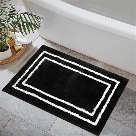 Lahome Bath Mat for Bathroom, 20x31 Modern Black and White Bathroom Rug ...