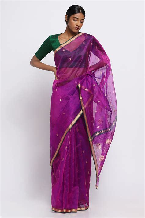 Orchid Purple Silk Chanderi Saree – Via East