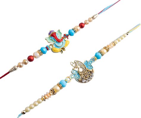 Buy eCraftIndia Pearls Designer Bhaiya Bhabhi Rakhi Set with Roli ...
