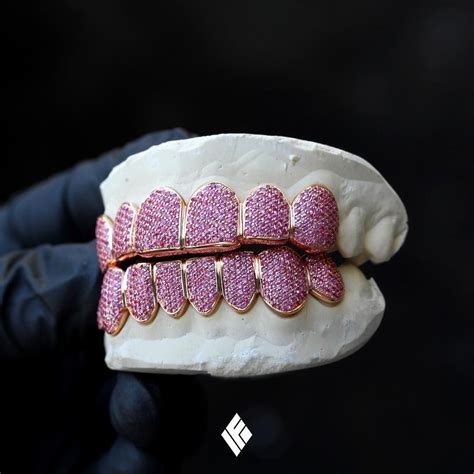 Solid 18K Rose Gold Top 6 & Bottom 8 Grills Fully Iced Out With Natural ...