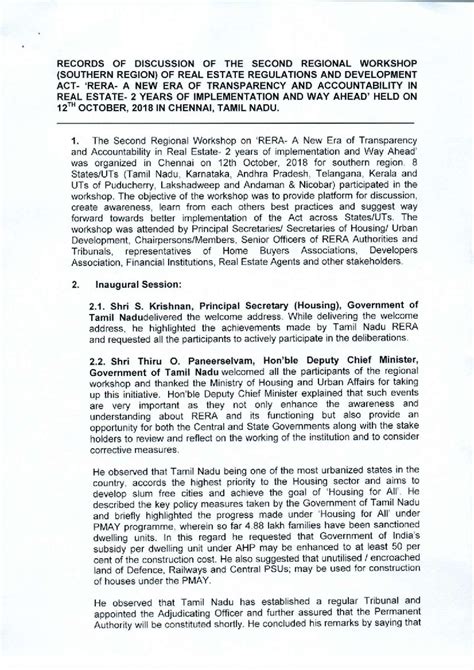 RECORDS OF DISCUSSION: 2ND REGIONAL WORKSHOP ON RERA (2018) - Studocu