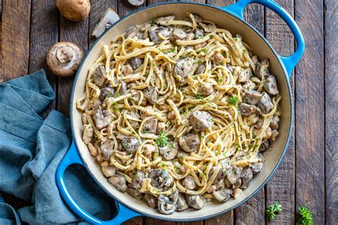 Creamy Chicken Mushroom Pasta With Alfredo Sauce - Blondelish.com