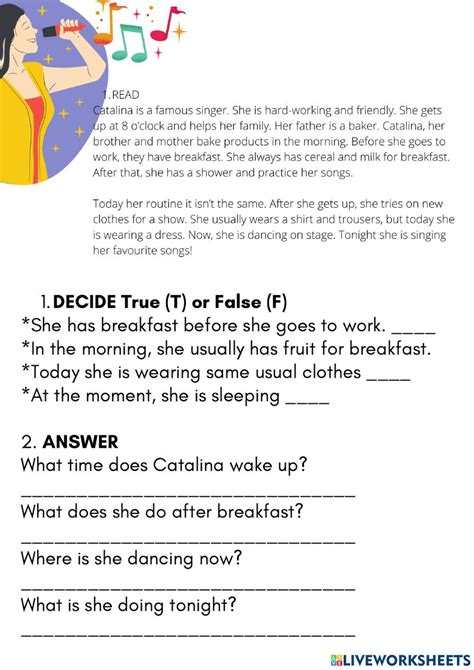 Image result for Reading Comprehension Worksheets Present Simple