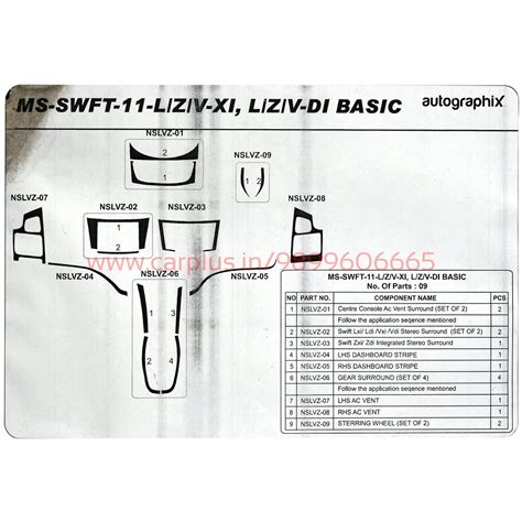 Auto Graphix Dashboard Trim For Maruti Suzuki Swift 2011 Rosewoodpinna ...