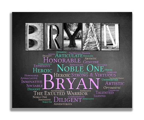 Bryan Meaning Name Art Gift | 4 Digital Prints – Letter Art Gifts