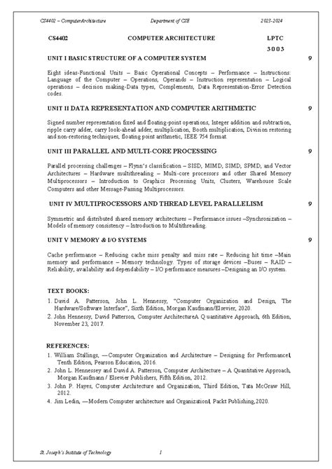 CA QB with co's - CS4402 COMPUTER ARCHITECTURE LPTC 3 0 0 3 UNIT I ...