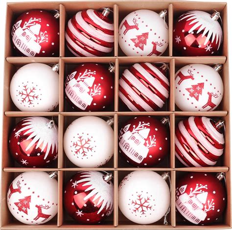 Amazon.com: 3.14"/80mm Red and White Christmas Ornaments Set, 2024 ...