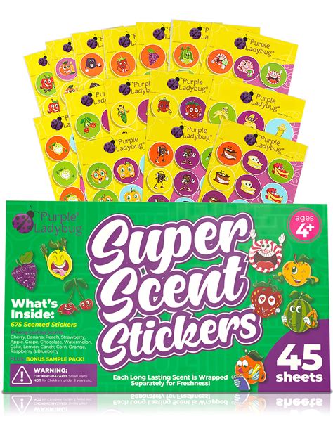 Buy Purple Ladybug 45 Sheets of Scratch and Sniff Stickers for Kids ...
