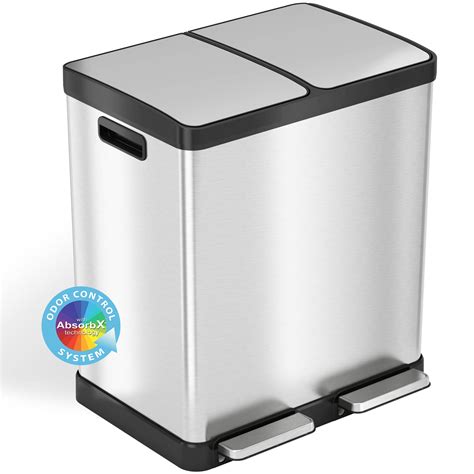 Itouchless Softstep 16 Gallon Kitchen Step Trash Can And Recycle ...