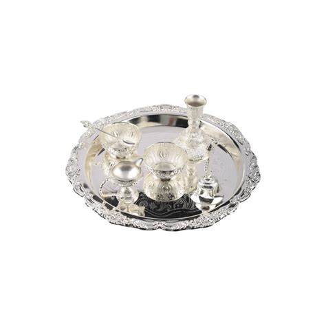 Royal Silver-Plated Pooja Thali Set – Raya