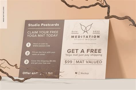 Meditation studio postcard mockup | Premium PSD