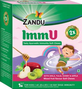 ZANDU ImmU - Tasty Ayurvedic Immunity Soft Chews - Mixed Fruit Flavour ...