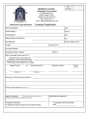 Company Registration Form - Spalding County - Fill and Sign Printable ...