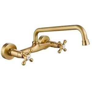 gotonovo Wall Mount Faucet 8 Inch Center Antique Brass Kitchen Sink ...