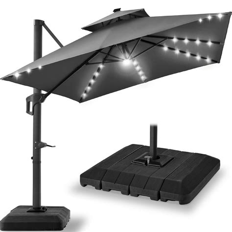 Best Choice Products 9x12ft 2-Tier Square Outdoor Solar LED Cantilever ...