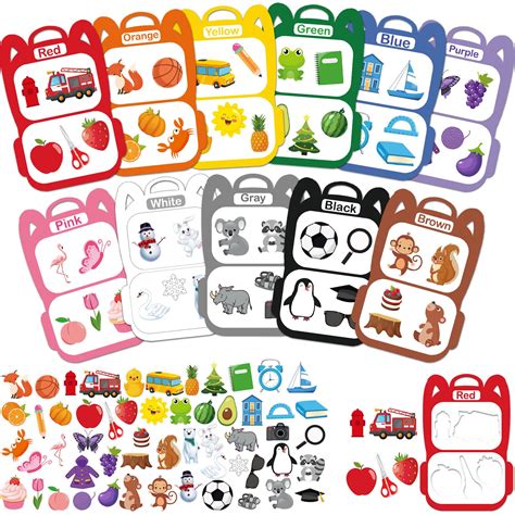 Amylove11 Pcs Magnetic Color Sorting Toys School Bags Shaped Color ...
