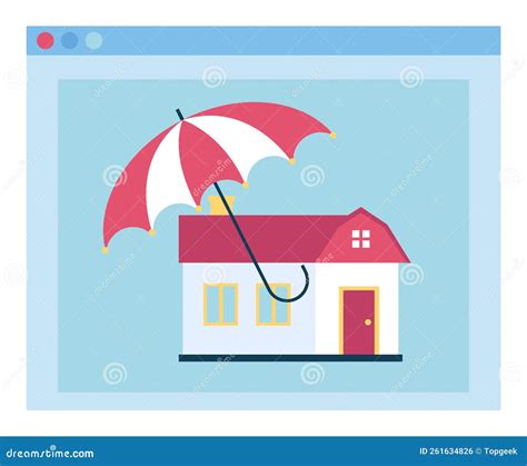 Dwelling Under Opened Umbrella Insurance Vector Stock Vector ...