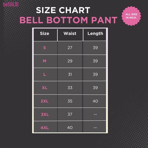 Bell Bottom Size Chart – beSOLiD