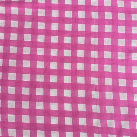 (Pre-Cut 0.90 Meter) Pure Cotton Pink With White Square Screen Print F ...