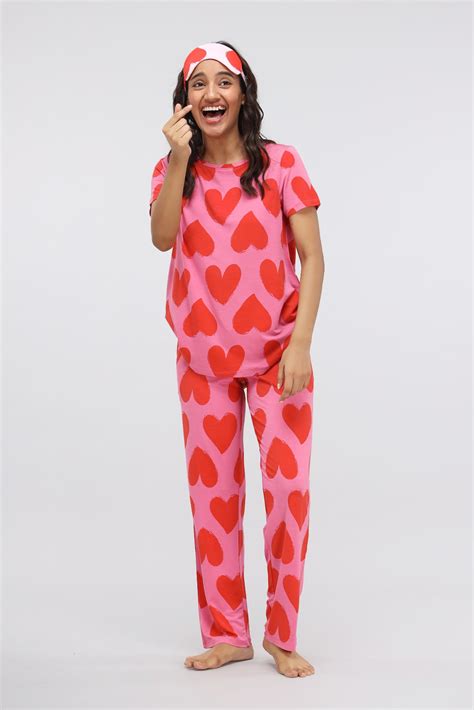 Luxurious Pink Love Modal Pajama Set for Women – NeceSera