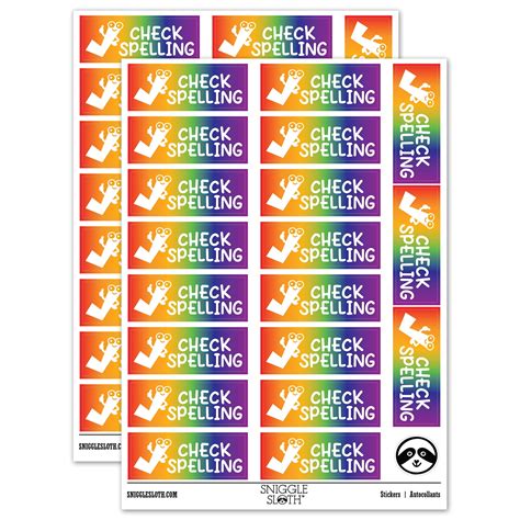 Check Spelling Teacher Student School Sticker Set - Rainbow - Gloss ...