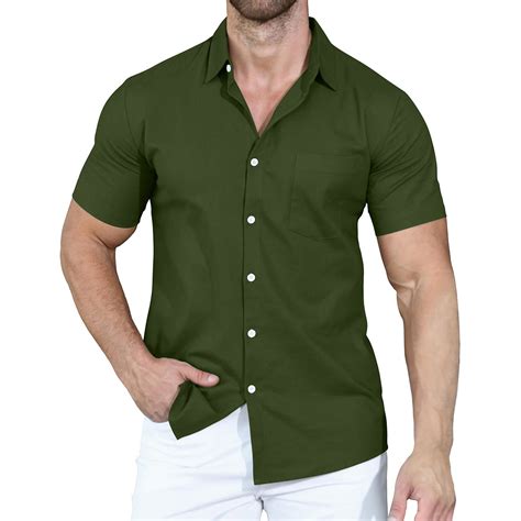 Men's Short Sleeve Wrinkle Free Shirt Button Down Casual Summer Dress ...